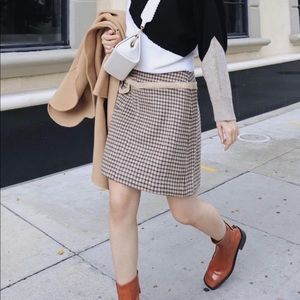 Petite Studio brown plaid wool skirt Size S